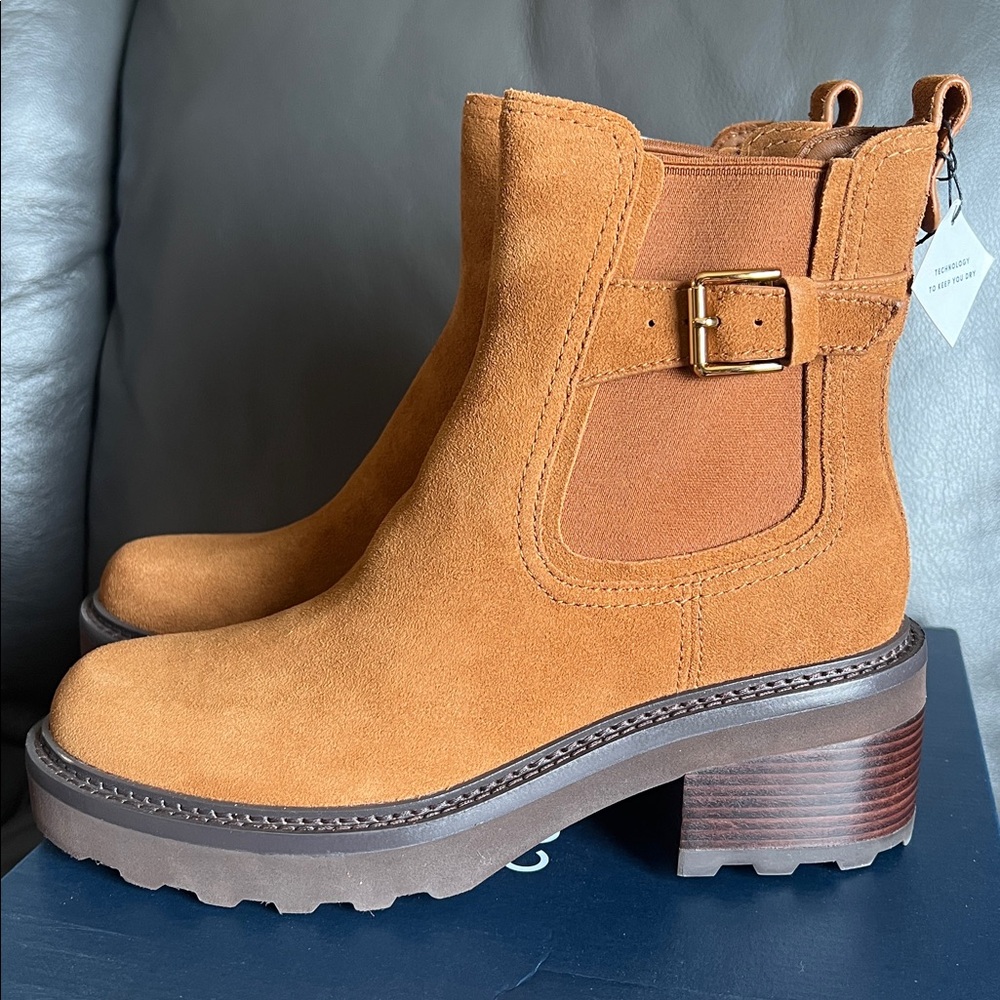 Cole Haan Women's Tan Suede Heeled Boots